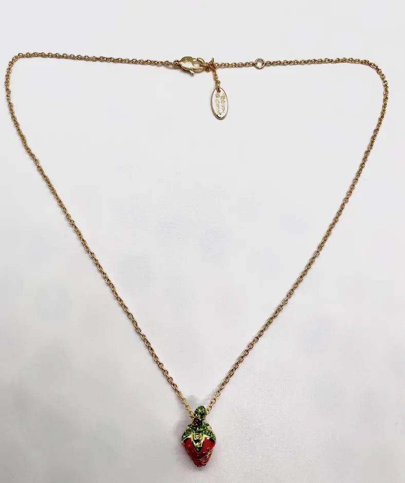 Vivienne Westwood Leonella Strawberry Pendant Necklace Gold tone