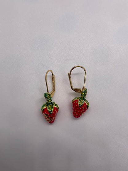 Vivienne Westwood Leonella Strawberry Dangle Earrings Gold tone
