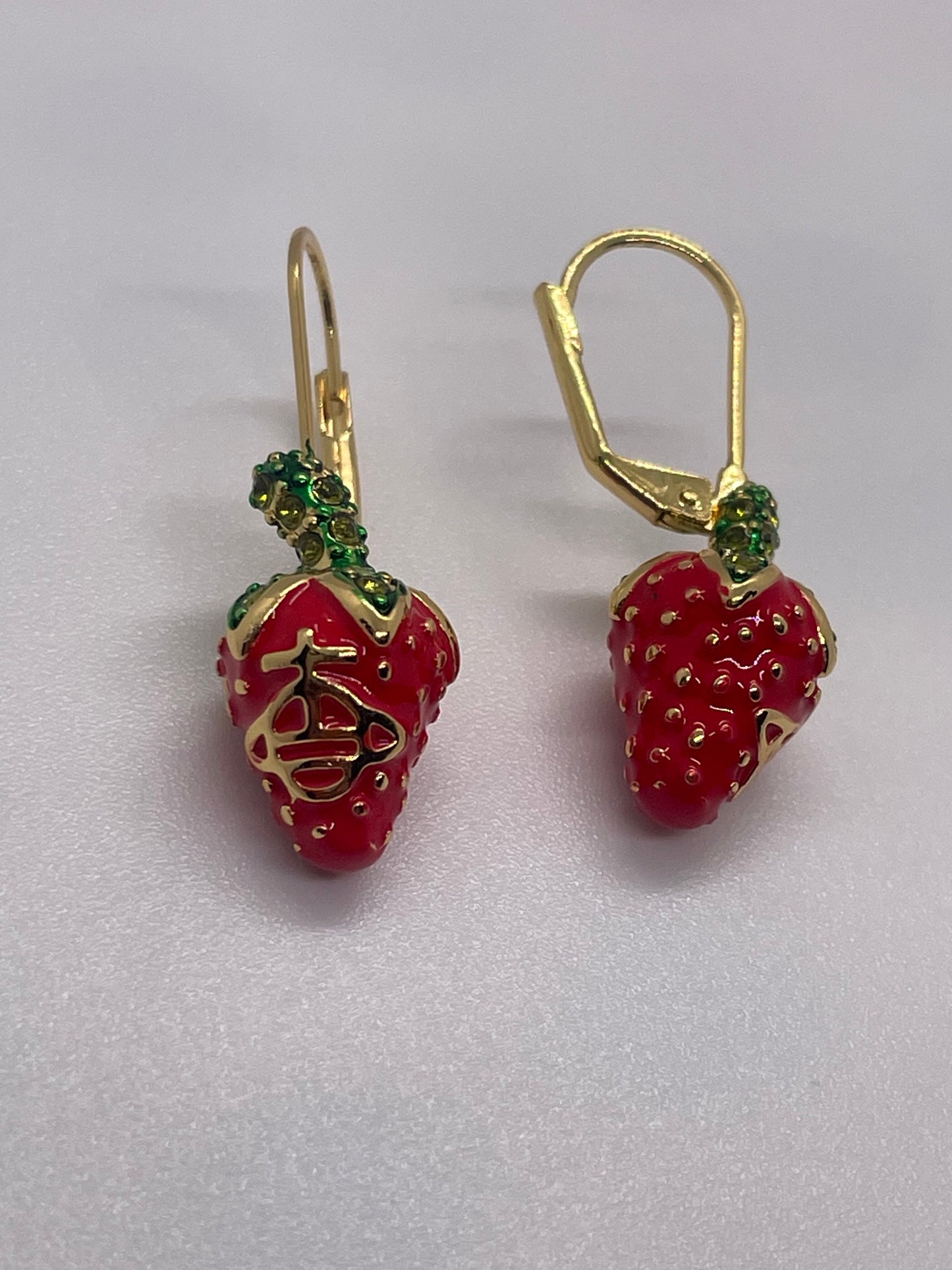 Vivienne Westwood Leonella Strawberry Dangle Earrings Gold tone