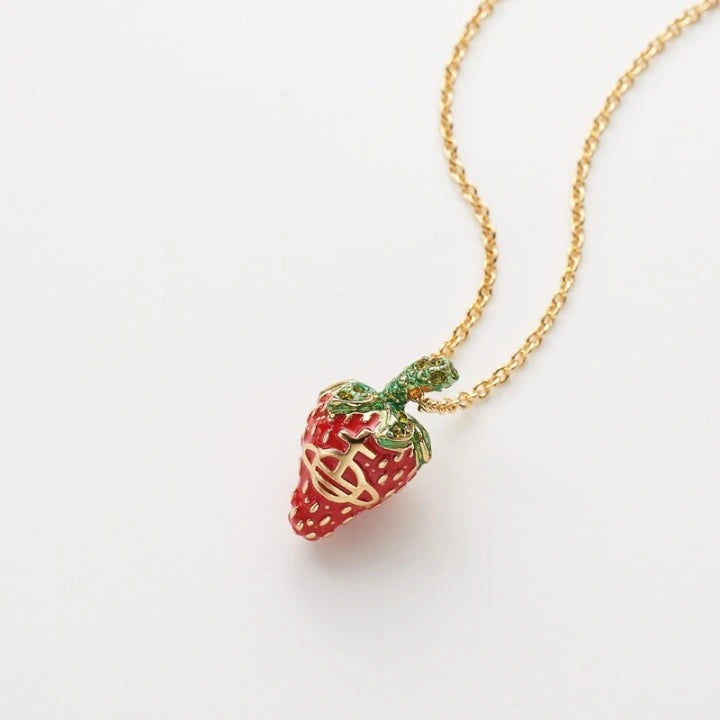 Vivienne Westwood Leonella Strawberry Pendant Necklace Gold tone