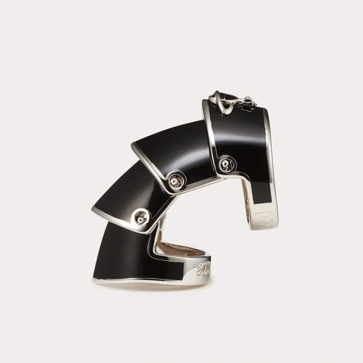 Vivienne Westwood Black & Silver Armor Ring Size M