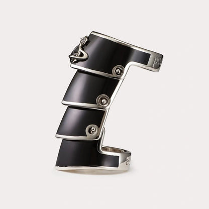 Vivienne Westwood Black & Silver Armor Ring Size M