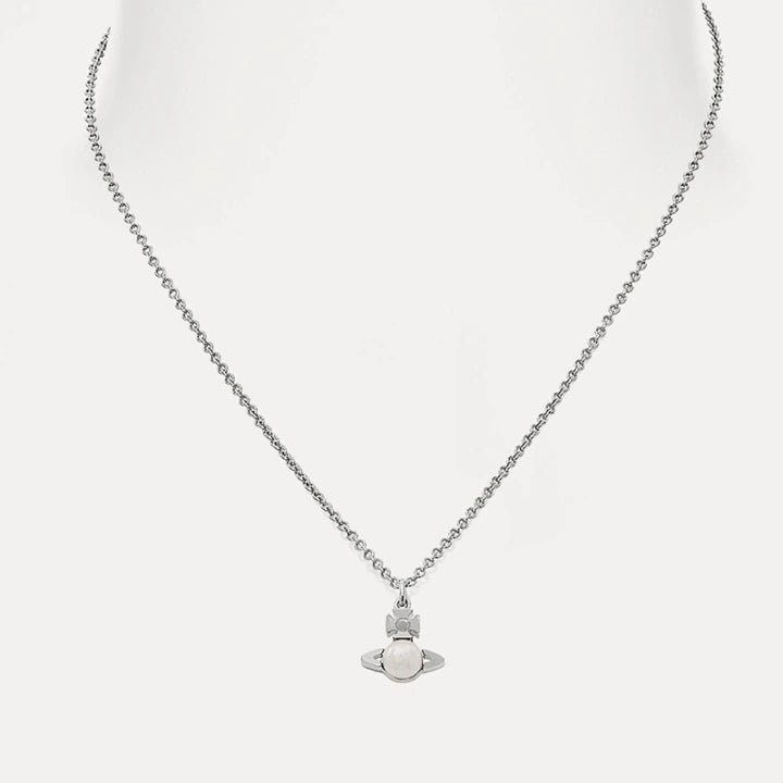 Vivienne Westwood Balbina Pearl Silver Saturn Orb Necklace
