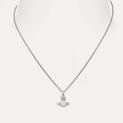 Vivienne Westwood Balbina Pearl Silver Saturn Orb Necklace